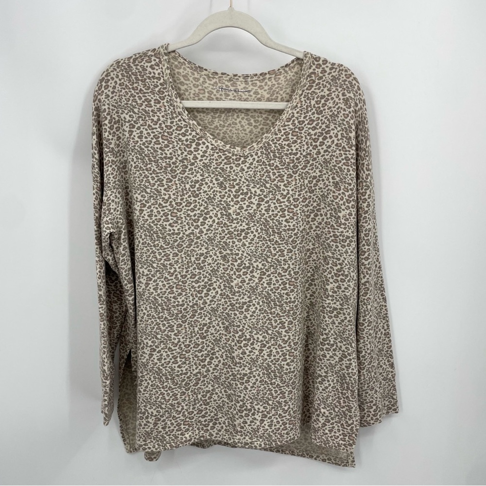 AMERICAN EAGLE Sz S Cheetah Animal Print LONG SLEEVE TEE Soft Lounge Womens